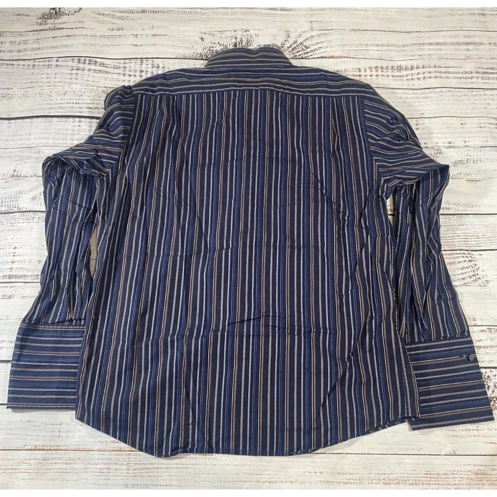 Banana Republic Dress Shirt Men's XL Navy Striped Classic Fit Collar Button Down
